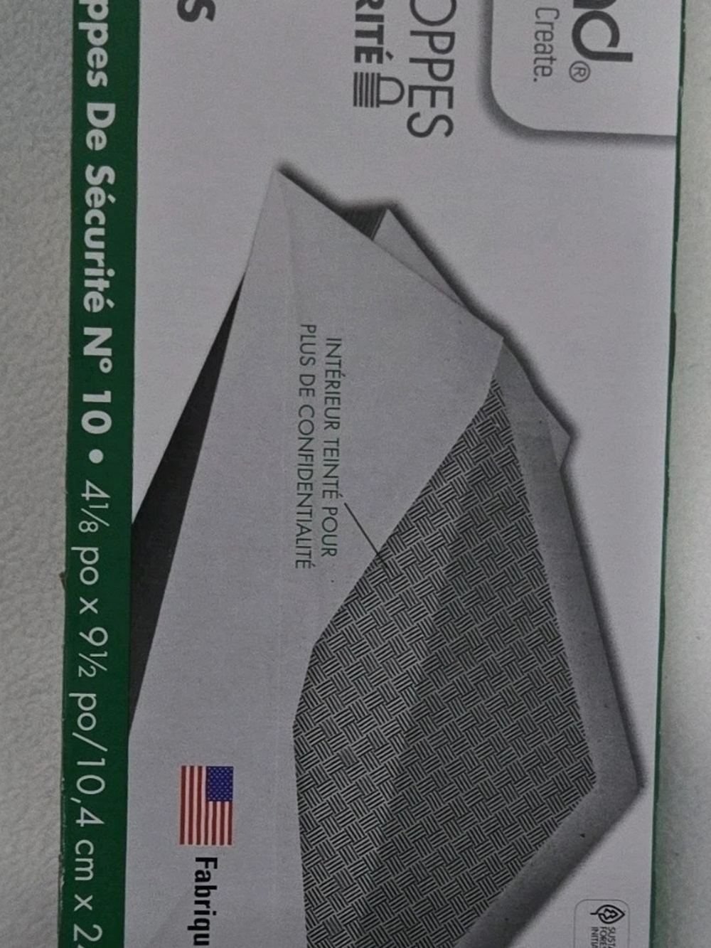 Security No. 10 Envelopes with Patterned Gray Interior - Pack